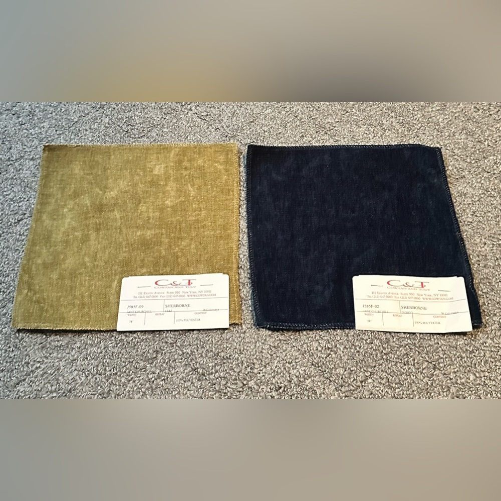 Lot of 2 Cowtan Tout Jane Churchill Fabric Sample Remnants Sherborne Leaf Indigo